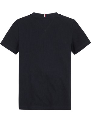 Tommy Hilfiger Baskılı Lacivert Erkek Çocuk T-Shirt Monotype Arch H Seal Tee S/S