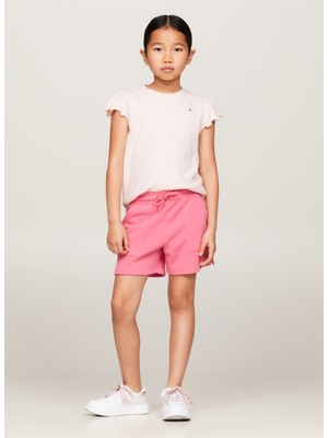 Tommy Hilfiger Lastikli Bel Normal Pembe Kadın Şort Essentıal Shorts