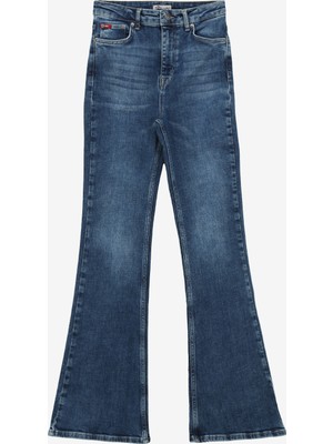 Lee Cooper Yüksek Bel Ispanyol Paça Flare Açık Mavi Kadın Denim Pantolon 242 Lcf 121012 Luna Acerra Tb Mıd