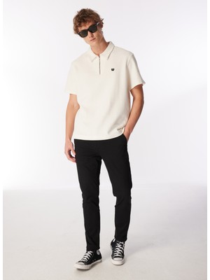 Wrangler Kırık Beyaz Erkek Polo T-Shirt W7Nq2052861Y Fermuarlı Polo T-Shirt