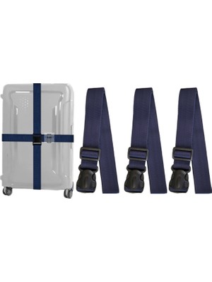 Sar Valiz Bavul Emniyet Kemeri 3 Adet Lacivert