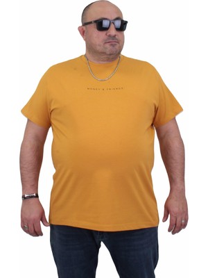 Moc Grande Mocgrande Erkek Büyük Beden Sıfır Yaka T-Shirt Rich 24134 Hardal
