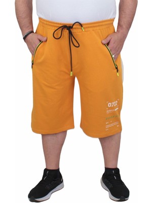 Moc Grande Mocgrande Erkek Büyük Beden Penye Şort Run Your City 24634 Hardal