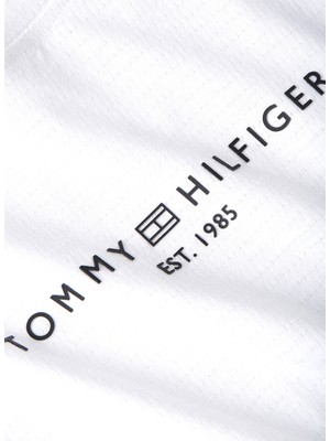 Tommy Hilfiger Bisiklet Yaka Baskılı Beyaz Kadın T-Shirt Ess Mını Corp Relaxed Tee