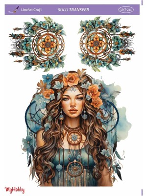 Lineart Renkli, Düş Kapanı Desenli Sulu Transfer LNT-231 25X35