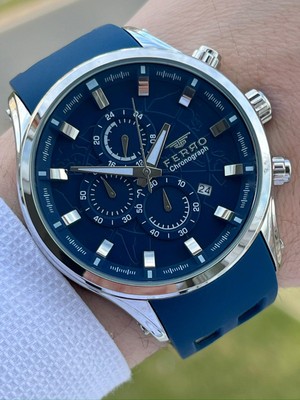 Ferro Iç Fonksiyonları Aktif Lacivert Renk Slikon Kordon 30 mt Su Geçirmez Erkek Kol Saat EF31354-L