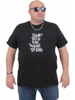 Starbattal Erkek Büyük Beden Sıfır Yaka T-Shirt Cool Boys 24125 Sıyah