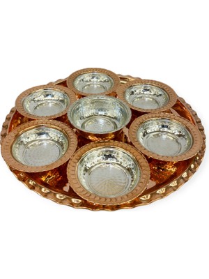 Efemir Bakır Kahvaltı ve Meze Takımı Tepsili Set