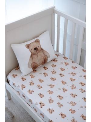 Nou Pofuduk Ayılı  Bebek Lastikli Çarşaf Seti (100X200+20) - Fluffy Bear
