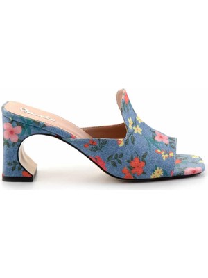 Bambi Kot Çiçekli Kumaş   Kadın Terlik K04397180104