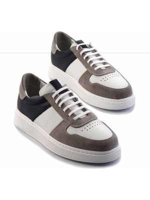 Bambi Gri Lacivert Süet  Deri Erkek Sneaker E01440056802