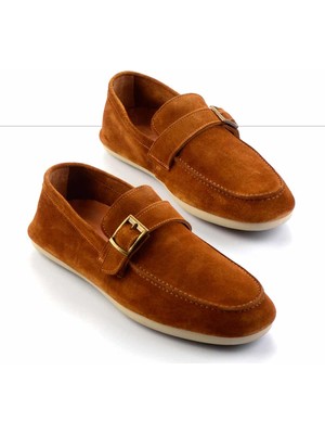 Bambi Taba Süet  Deri Erkek Loafer Ayakkabı E01304406502