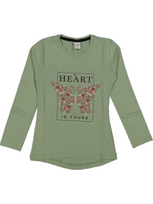 Baglan Kız Çocuk Mevsimlik Taşlı Kelebekli Sweatshirt BGL-ST03656