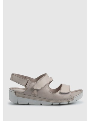 Eclipse Bej Deri Kadın Düz Sandalet