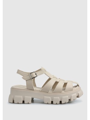 ProvoQ Krem Kadın Düz Sandalet