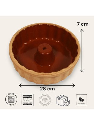 AdenArt Toprak Sırlı Kek Kalıbı 28X7 cm