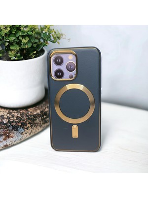 Bu Meydan iPhone 13 Pro Magsafe Özellikli Klasik Suni Deri Görünümlü  Telefon Kılıfı