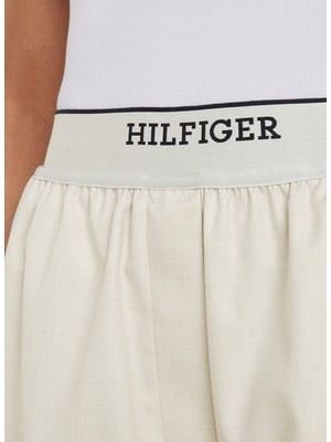 Tommy Hilfiger Lastikli Bel Normal Bej Kadın Şort Monotype Pull On Short