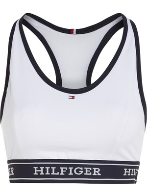 Tommy Hilfiger Düz Beyaz Kadın Sporcu Büstiyer Monotype Tape Mıd Int Bra