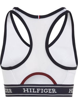 Tommy Hilfiger Düz Beyaz Kadın Sporcu Büstiyer Monotype Tape Mıd Int Bra