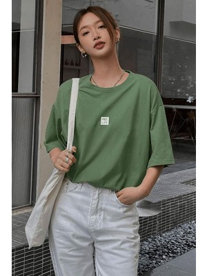 Teenage Millionaire Kadın Free Life Açık Yeşil Bisiklet Yaka Oversize Salas T-Shirt