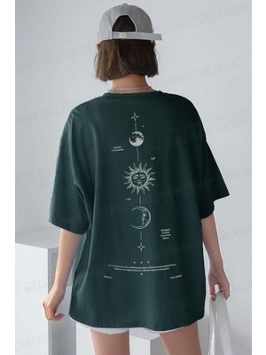 Teenage Millionaire Kadın The Moon Petrol Yeşili Bisiklet Yaka Oversize Salas T-Shirt