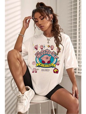 Teenage Millionaire Kadın Kirby Anime Korean Beyaz Oversize Salas Boyfriend Kadın T-Shirt
