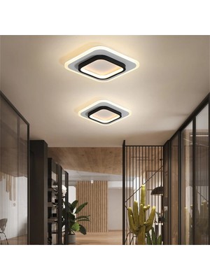 Catluz Akrilikli Kare 24X24CM 3 Işık Renkli Kumandalı LED Tavan Lambası,modern Avize