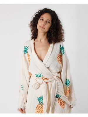 Lux Viridi Antik Kimono Kaftan Ananas Motif