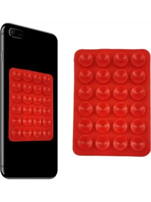 Ömürdepo Vantuzlu Silikon Telefon Tutucu Kırmızı