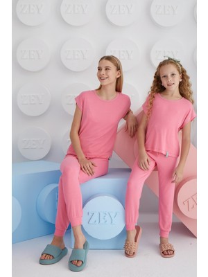 Kız Garson Kısa Kol Pembe Pijama Takım C1T8N68