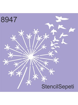 Stencil Sepeti Kuşlar ve Çiçekler - Stencil Boyama Şablonu 20X20CM