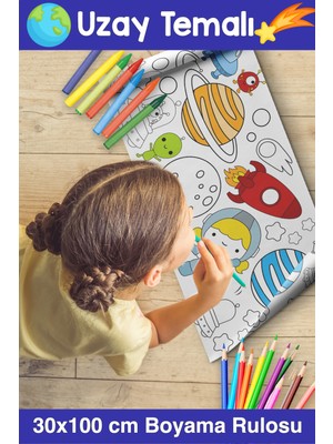 Melolisa 30X100 cm Uzay ve Gezegenler Boyama Kağıdı