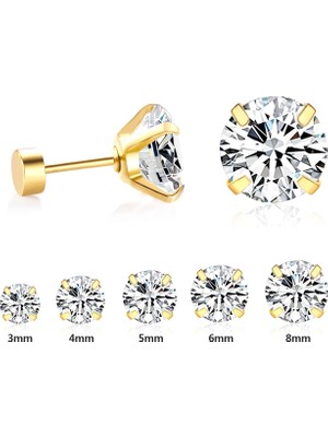 Mingjin Shop2 5mm Tarzı EA6184AG Kristal Küpe Kadınlar Için Yuvarlak Çiviler Gümüş Renk Zirkon Moda Takı Brinco Hediye Bucle De Oreille Femme (Yurt Dışından)