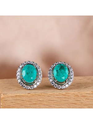 Mingjin Shop2 20-1-Ce2-Paraiba Cellacity % Terling Gümüş Saplama Küpe Paraiba Turmalin Taş Düğün Parti Gümüş Güzel Takı Hediye (Yurt Dışından)