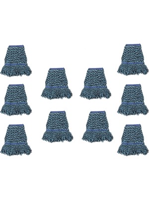 Cod-Ex Çift Kovalı Temizlik Arabası Seti Yedek Dar Islak Mop Püskül Paspas 17 Cm  -  450  gr  - Mavi - 10 Adet