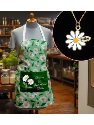 Ejoya Kişiye Özel Dünyanın En Güzel Annesi Mutfak Önlüğü & Papatya Kolye Hediye Seti 113206
