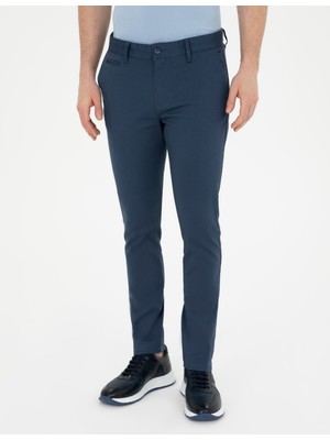 Pierre Cardin Erkek Indigo Armürlü Slim Fit Kanvas Pantolon 50291545-Vr028