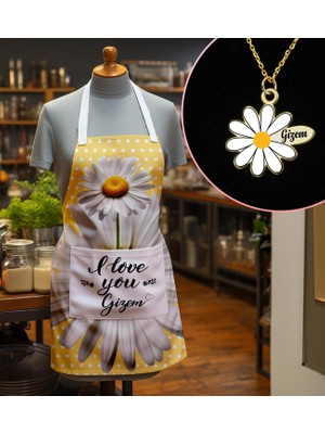Ejoya Kişiye Özel Seni Çok Seviyorum Mutfak Önlüğü & Papatya Kolye 113214