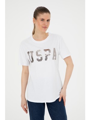 U.S. Polo Assn. Kadın Beyaz Basic T-Shirt 50280020-VR013