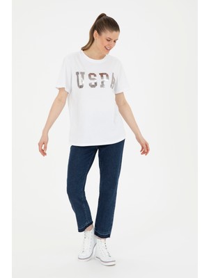 U.S. Polo Assn. Kadın Beyaz Basic T-Shirt 50280020-VR013