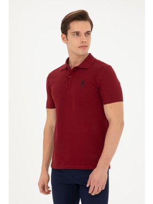 U.S. Polo Assn. Erkek Slim Fit Polo Yaka Bordo Basic Tişört 50279613-VR014