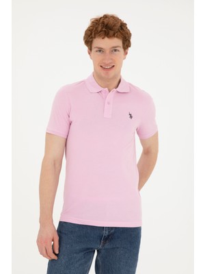 U.S. Polo Assn. Erkek Slim Fit Polo Yaka Pembe Basic Tişört 50279573-VR041