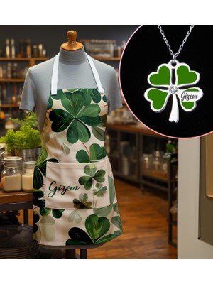 Ejoya Kişiye Özel Uğurlu Yonca Mutfak Önlüğü & Yonca Kolye 113218
