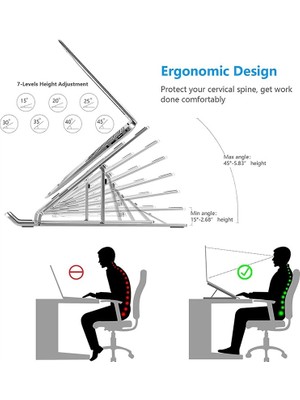 alfalink Alfalink Al-10 Alüminyum Macbook Uyumlu Kademeli Notebook Stand