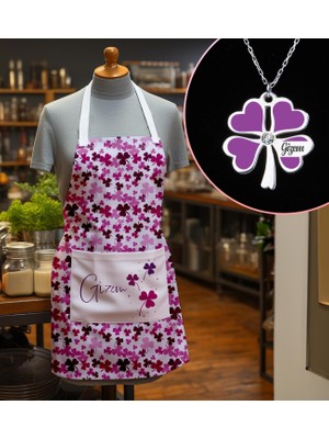 Ejoya Kişiye Özel Uğurlu Yonca Mutfak Önlüğü & Yonca Kolye 113224