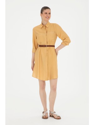 U.S. Polo Assn. Kadın Safran Polo Yaka  Dokuma Elbise 50285640-VR043