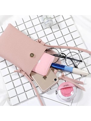 Qiuming Shop Siyah Stil Kadın Küçük Crossbody Omuz Çantaları Pu Deri Kadın Cep Telefonu Cebi Çanta Bayanlar Çanta Kart Manşonlar Cüzdan Messenger Çanta (Yurt Dışından)