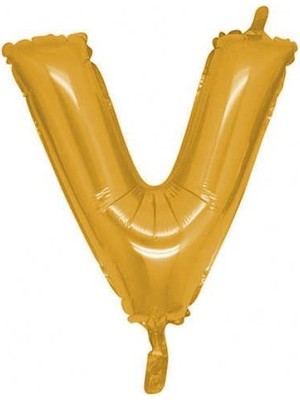 Kidspartim V Harf Altın Folyo Balon 34 Inc 80 cm
