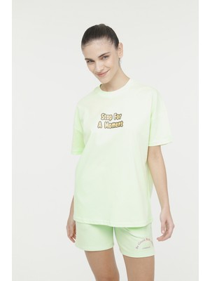 Lumberjack Wl Wındy 11Md1153 4Fx Neon Yeşil Kadın Kısa Kol T-Shirt